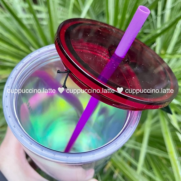 👌NEW💜Starbucks 2021 ASL Holiday Purple Iridescent Hands Holo Cold Cup - Picture 9 of 11
